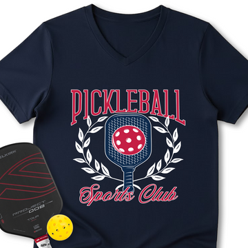 Pickleball Sports Club Graphic V-Neck T-Shirt - Picklechillz
