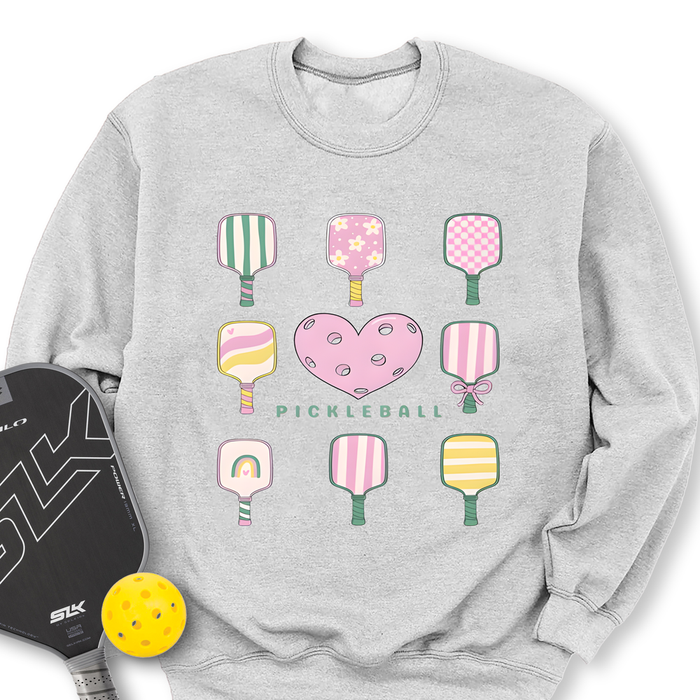 Cute Pickleball Paddle Heart Sweatshirt - Picklechillz