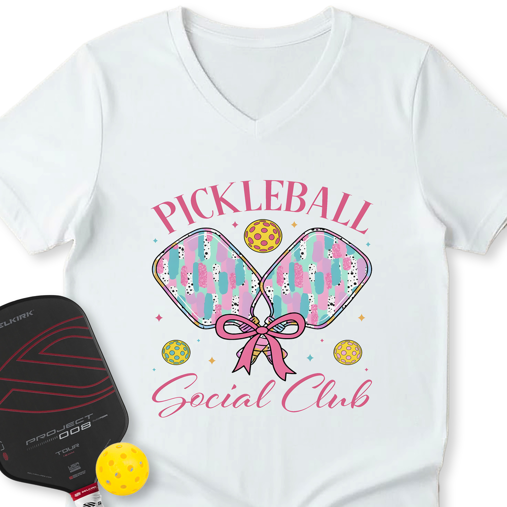 Pickleball Social Club V-Neck T-Shirt - Picklechillz
