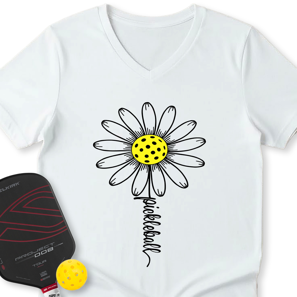Sunflower Pickleball V-Neck T-Shirt - Picklechillz