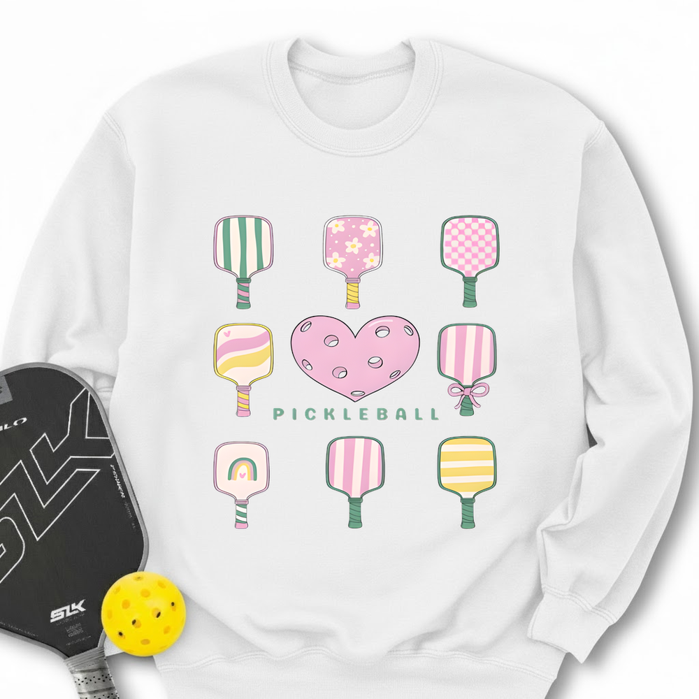 Cute Pickleball Paddle Heart Sweatshirt - Picklechillz
