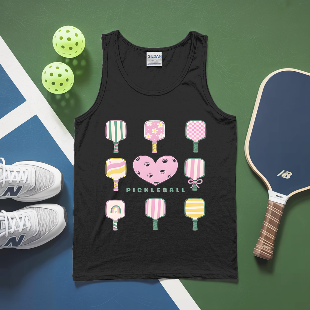 Cute Pickleball Paddle Heart Tank Top - Picklechillz