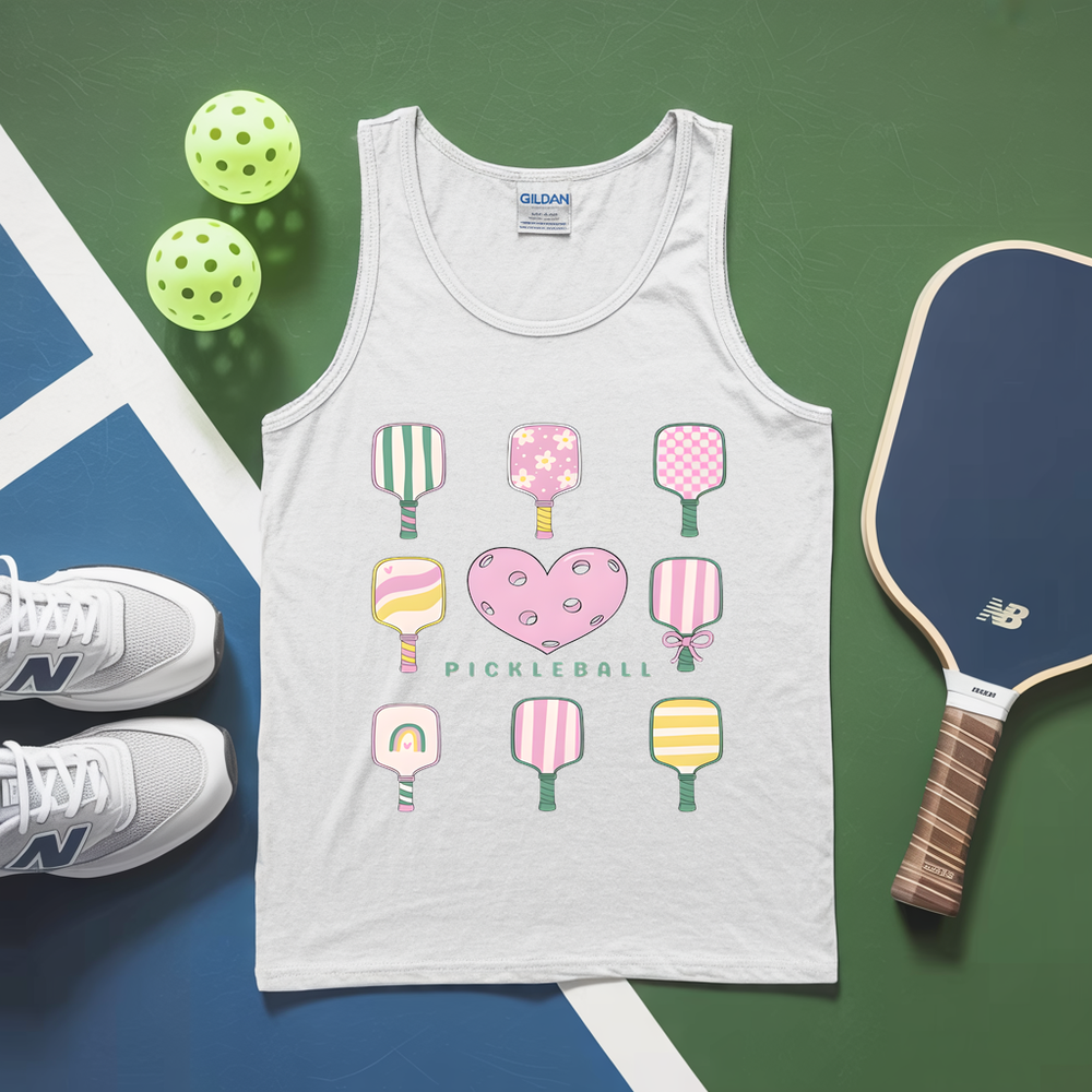 Cute Pickleball Paddle Heart Tank Top - Picklechillz