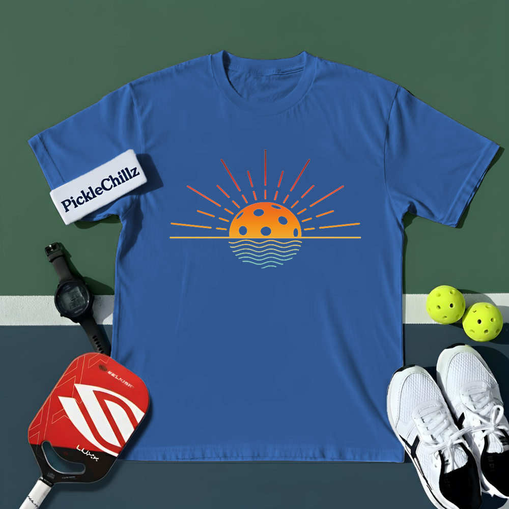 Pickleball Retro Sunset Unisex T-Shirt - Picklechillz