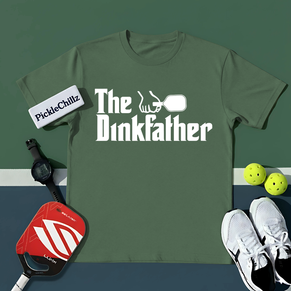 The Dinkfather Funny Pickleball Player Pickle Ball Paddle Dink Joke Unisex T-Shirt - Picklechillz