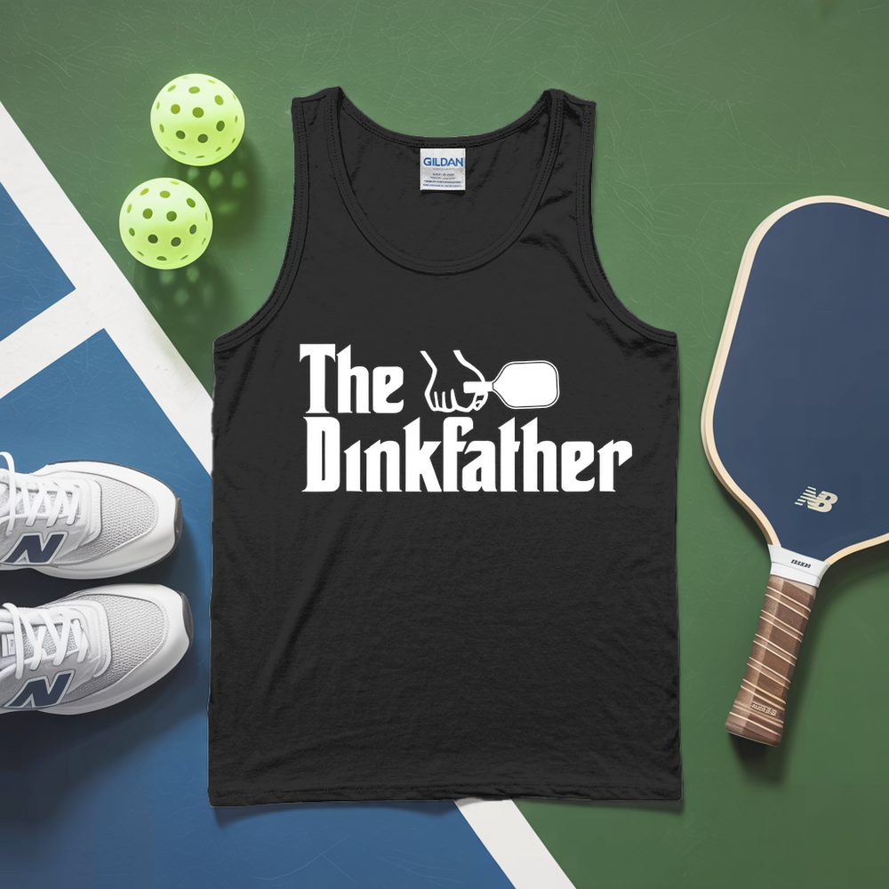 The Dinkfather Funny Pickleball Player Pickle Ball Paddle Dink Joke Tank Top - Picklechillz