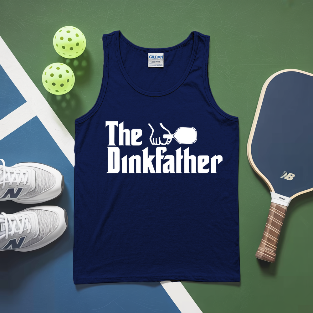 The Dinkfather Funny Pickleball Player Pickle Ball Paddle Dink Joke Tank Top - Picklechillz
