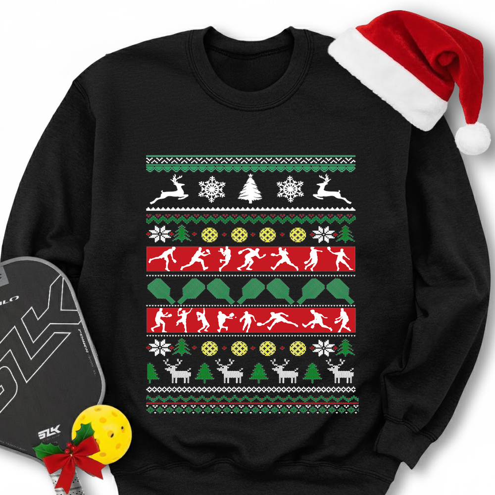 Ugly Christmas Graphic Pickleball Sweatshirt - Picklechillz
