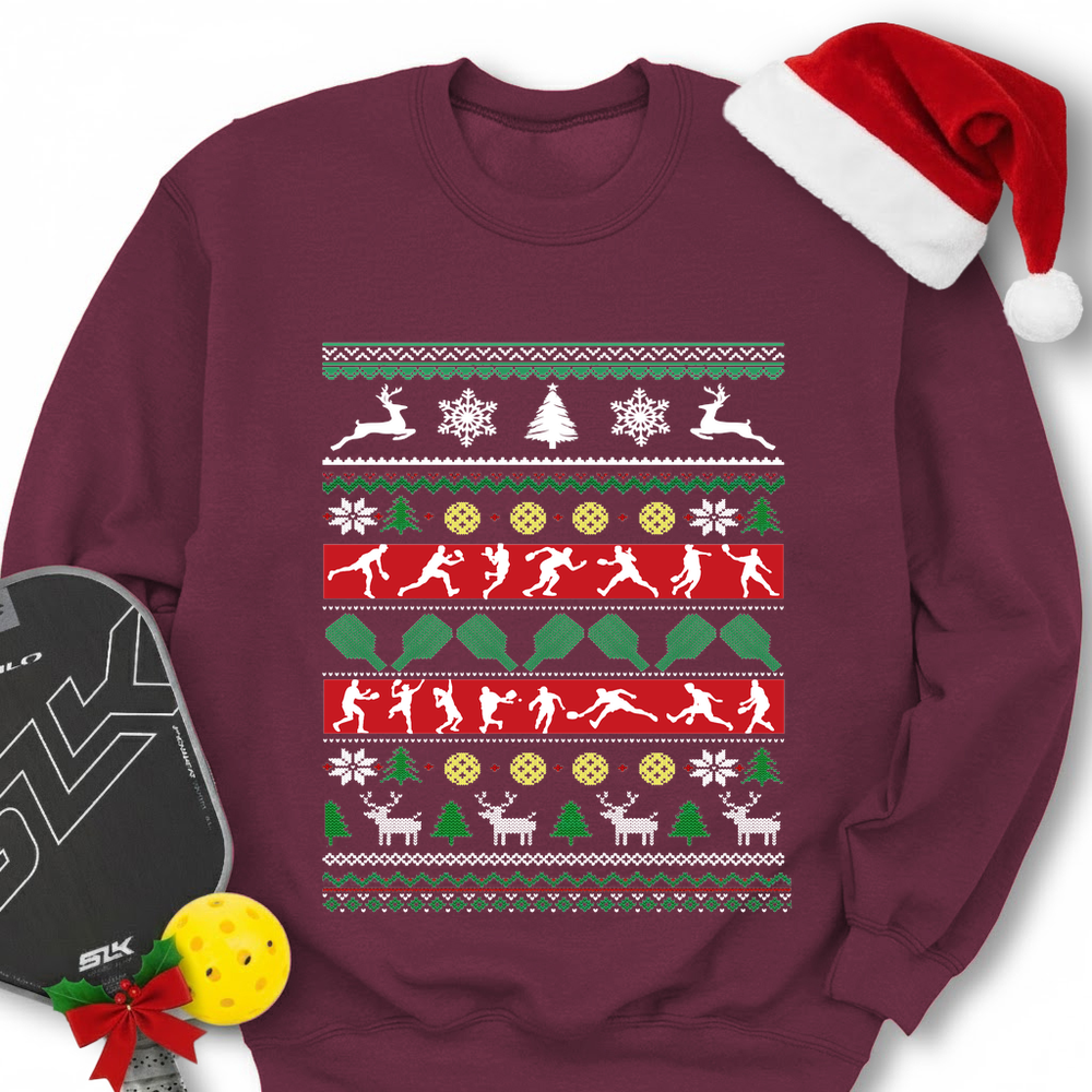 Ugly Christmas Graphic Pickleball Sweatshirt - Picklechillz