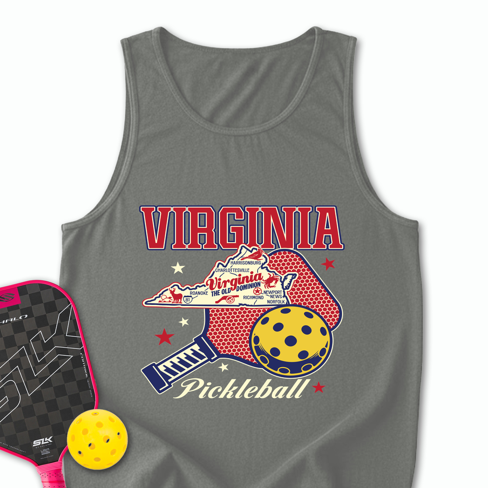 Virginia Pickleball State Map Graphic Tank Top - Picklechillz