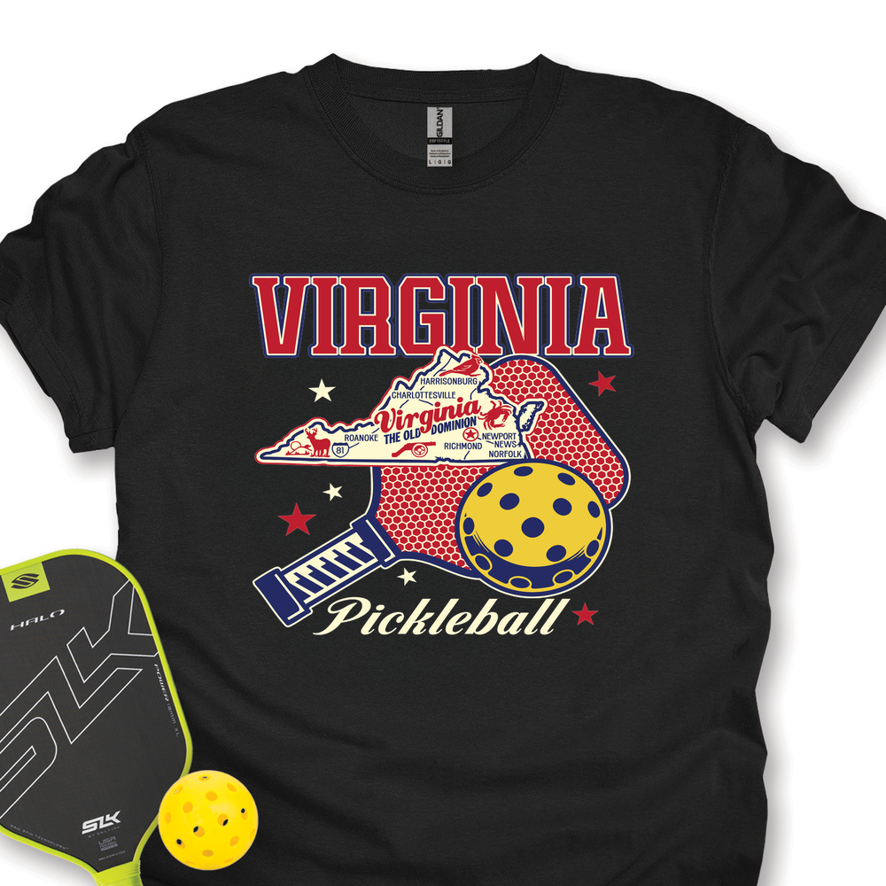 Virginia Pickleball State Map Graphic T-Shirt - Picklechillz