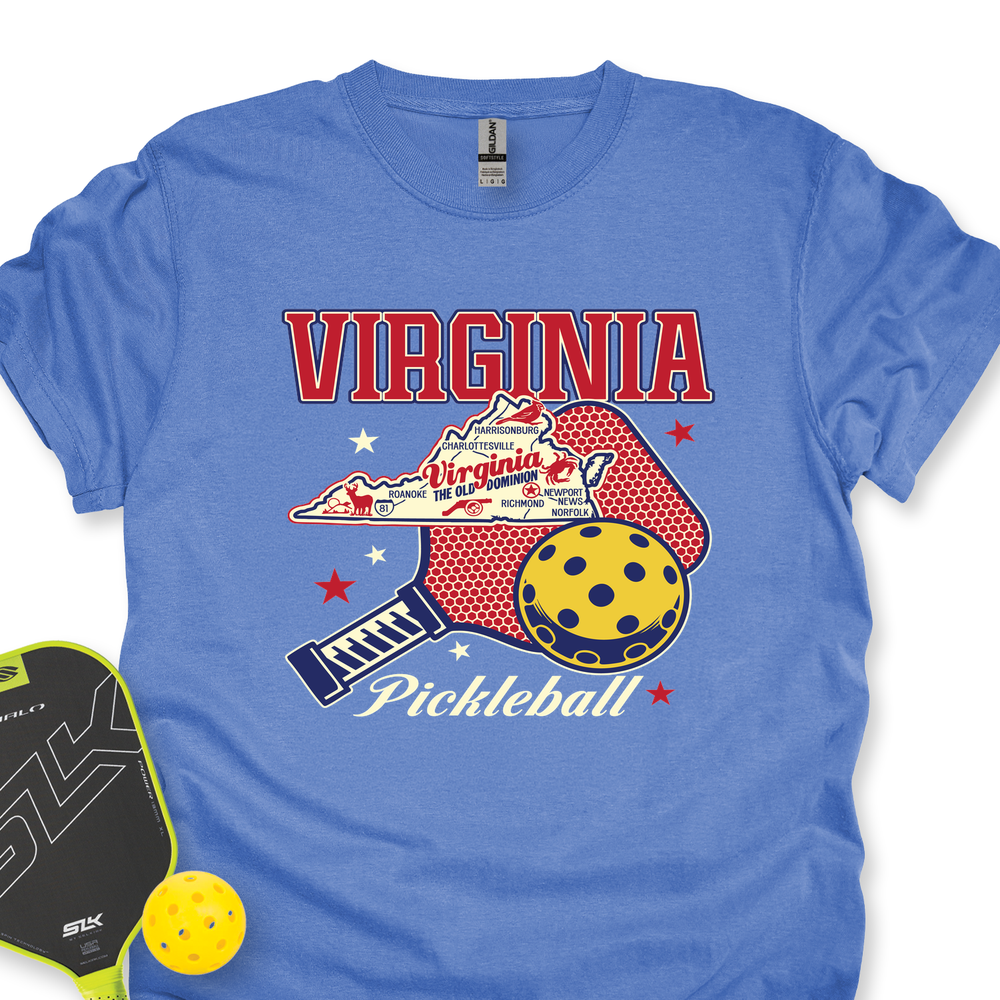 Virginia Pickleball State Map Graphic T-Shirt - Picklechillz