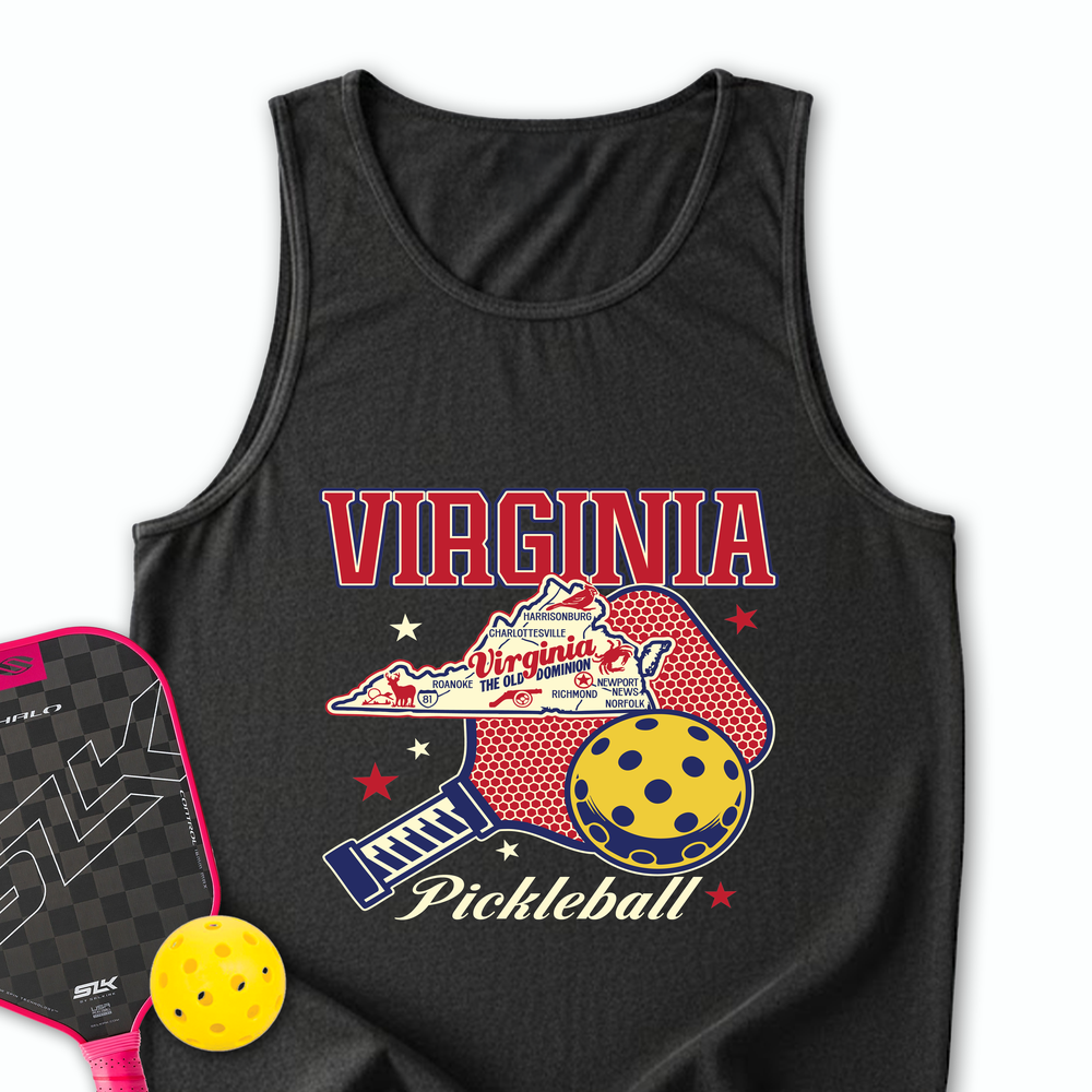 Virginia Pickleball State Map Graphic Tank Top - Picklechillz