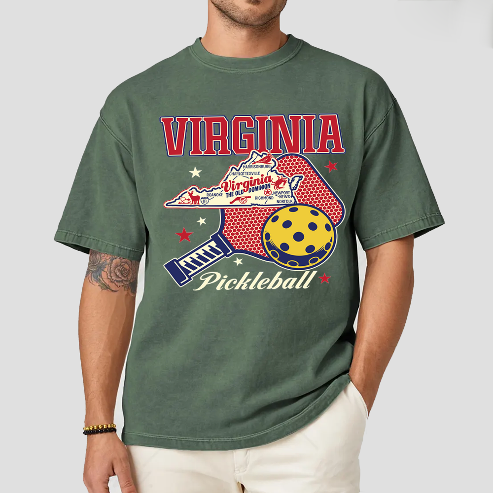 Virginia Pickleball State Map Graphic T-Shirt - Picklechillz