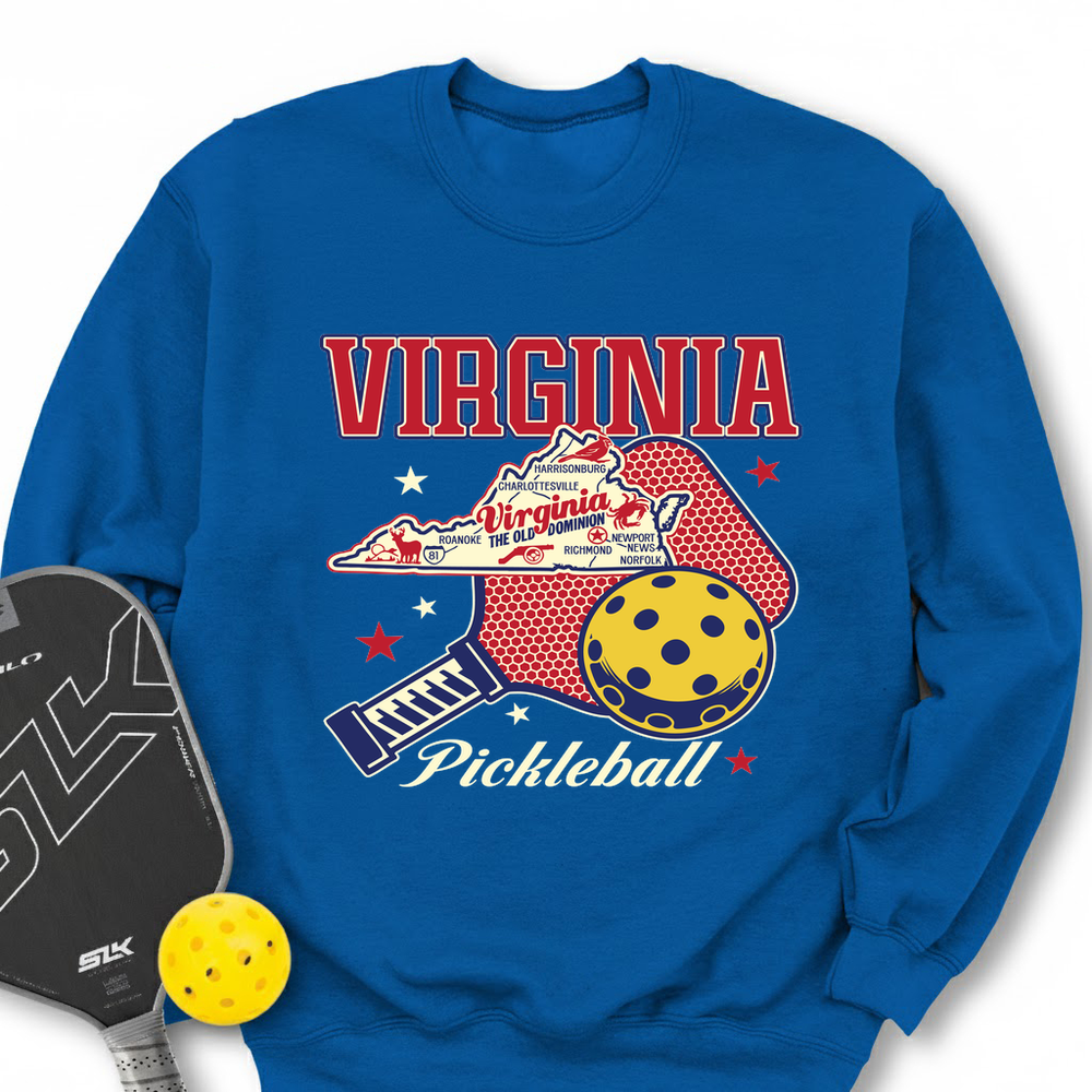 Virginia Pickleball State Map Graphic Sweatshirt - Picklechillz