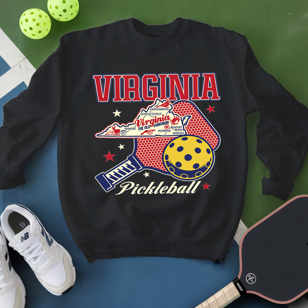 Virginia Pickleball State Map Graphic Sweatshirt - Picklechillz