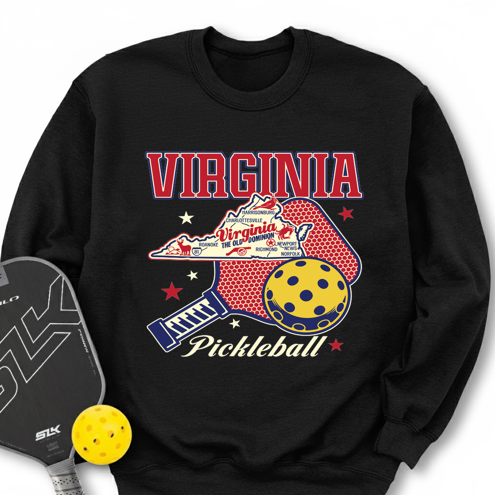 Virginia Pickleball State Map Graphic Sweatshirt - Picklechillz