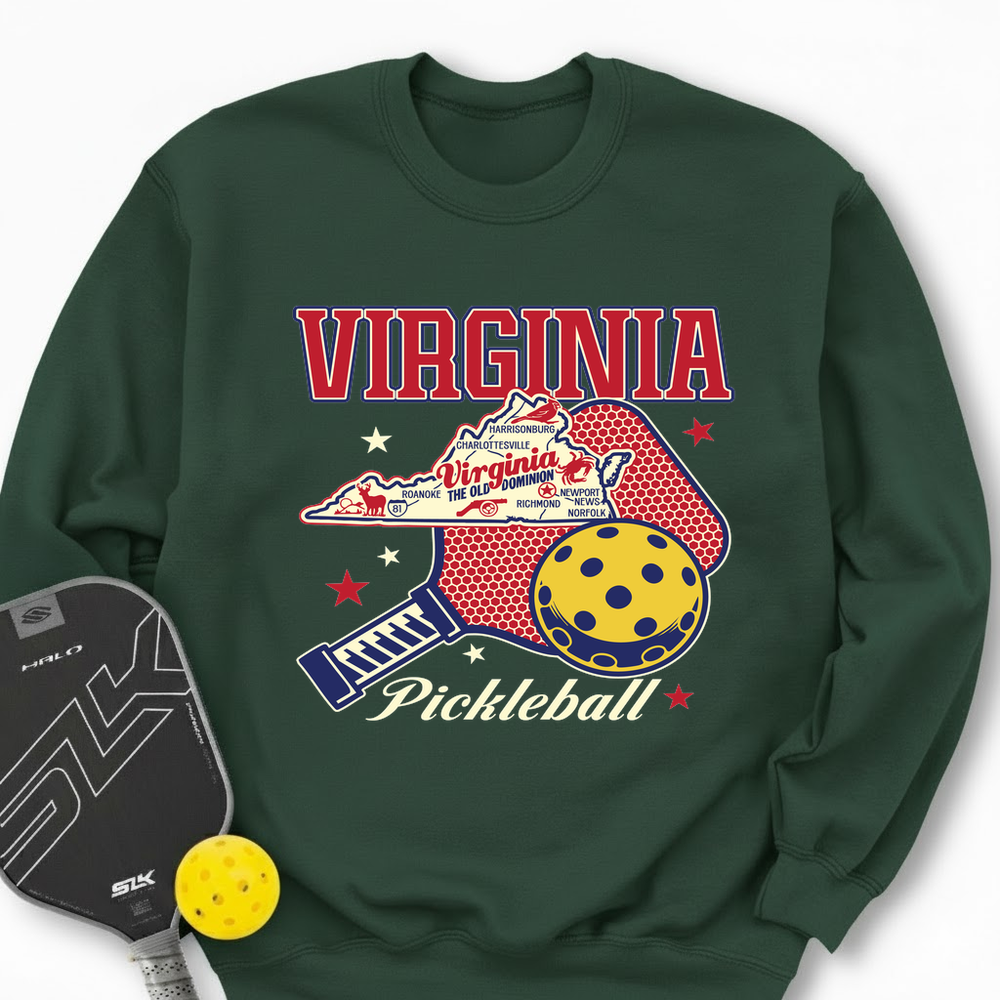 Virginia Pickleball State Map Graphic Sweatshirt - Picklechillz