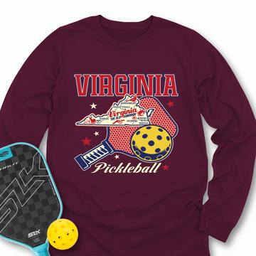 Virginia Pickleball State Map Graphic Long Sleeve - Picklechillz