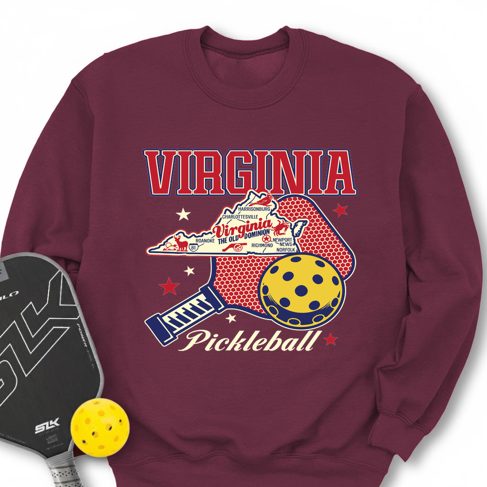 Virginia Pickleball State Map Graphic Sweatshirt - Picklechillz