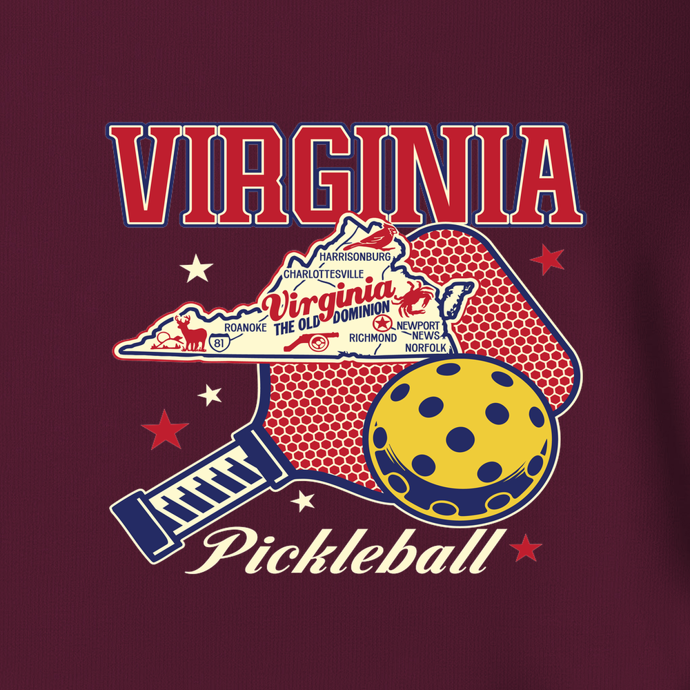 Virginia Pickleball State Map Graphic T-Shirt - Picklechillz