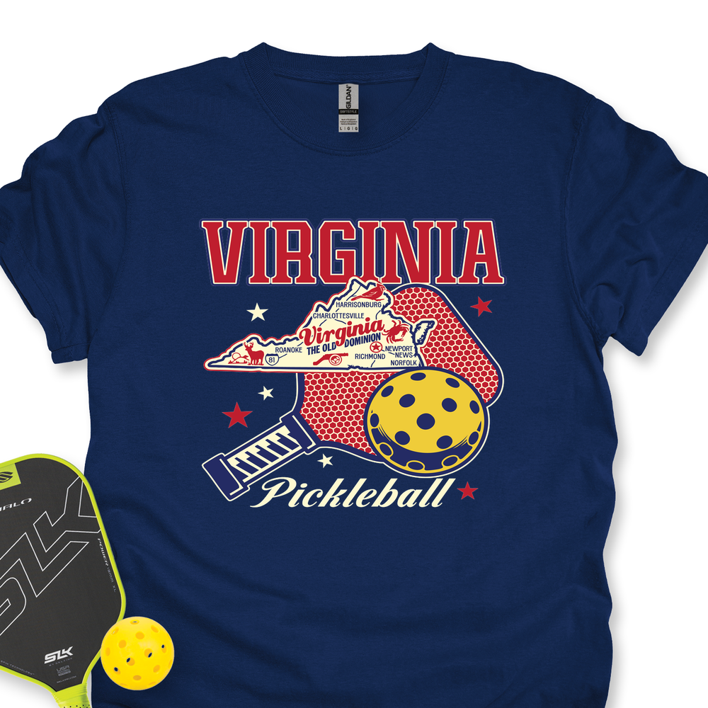 Virginia Pickleball State Map Graphic T-Shirt - Picklechillz