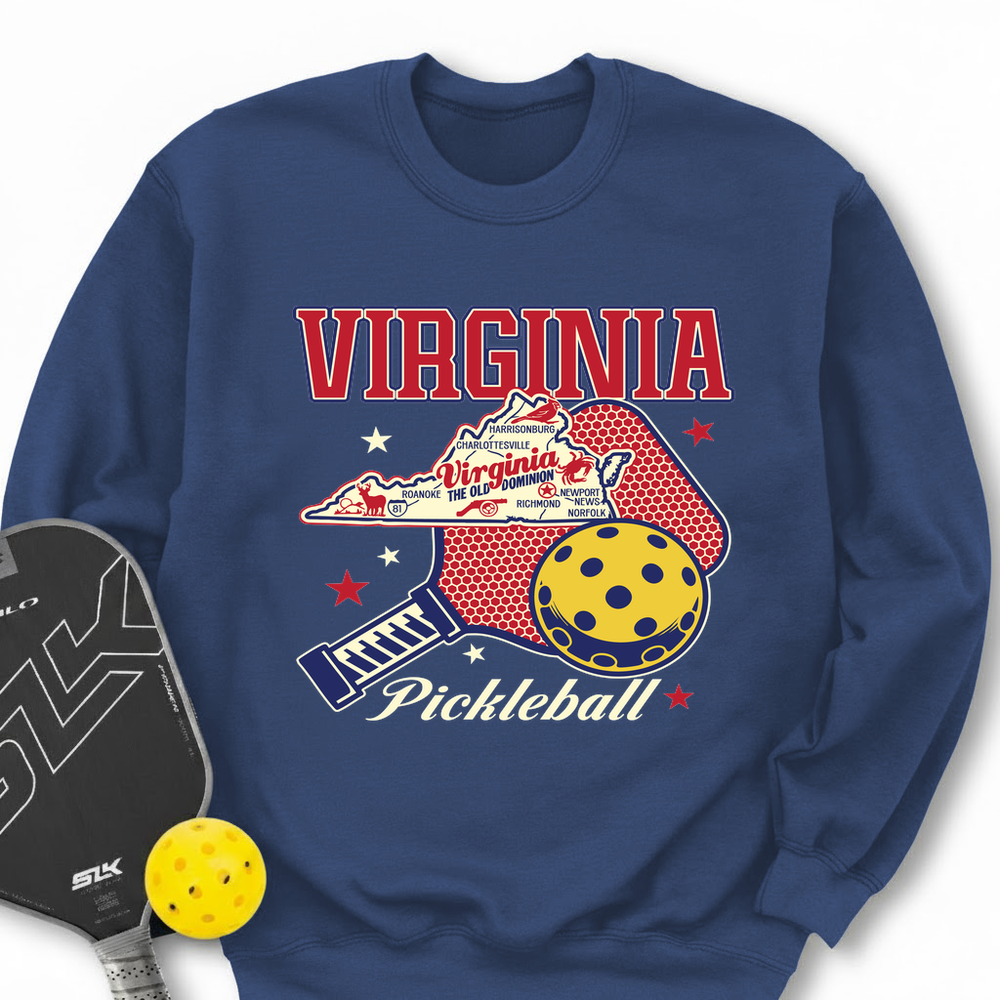 Virginia Pickleball State Map Graphic Sweatshirt - Picklechillz