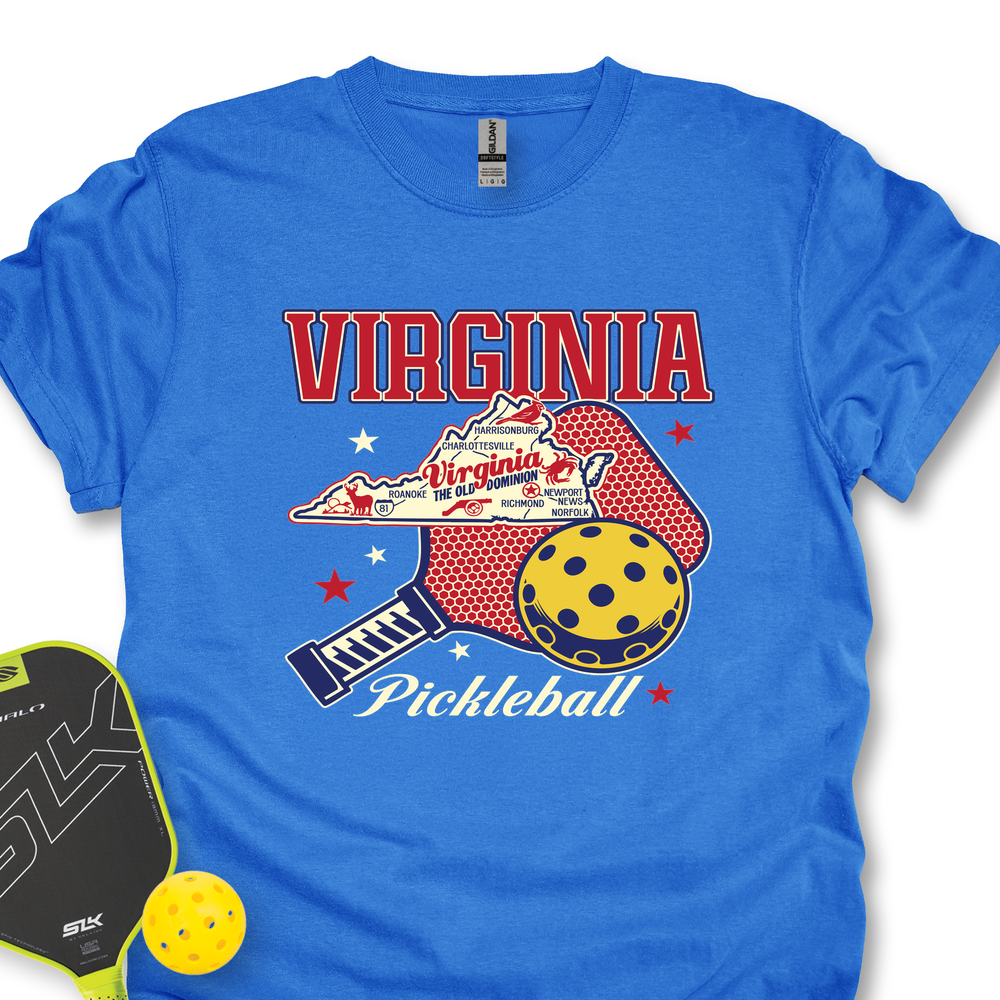 Virginia Pickleball State Map Graphic T-Shirt - Picklechillz
