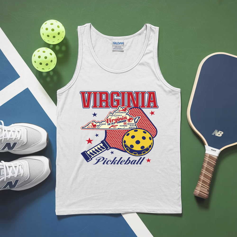 Virginia Pickleball State Map Graphic Tank Top - Picklechillz
