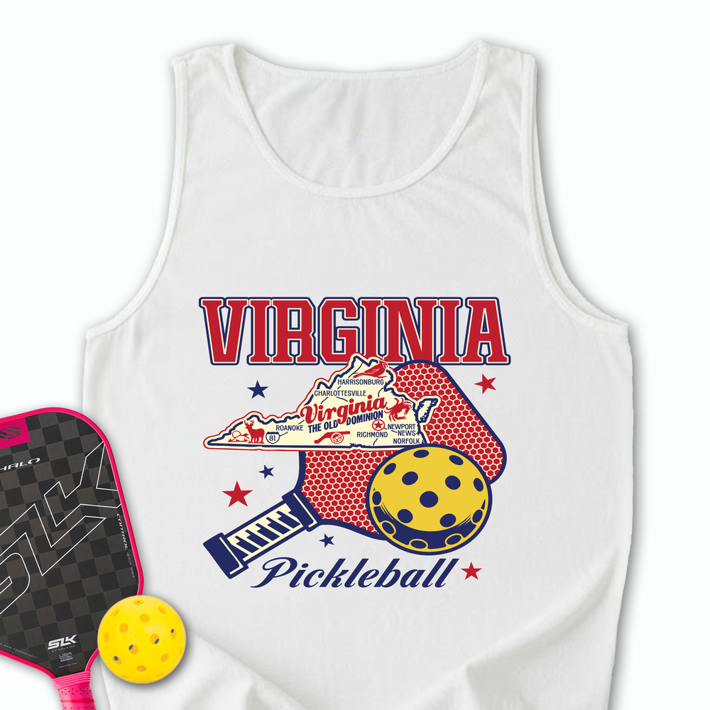 Virginia Pickleball State Map Graphic Tank Top - Picklechillz