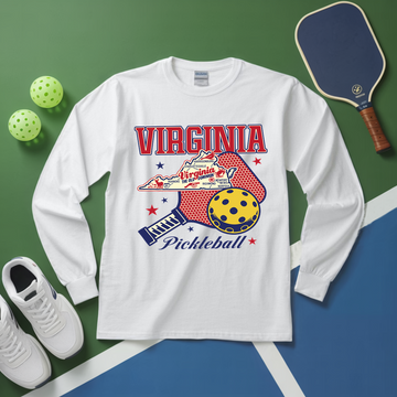 Virginia Pickleball State Map Graphic Long Sleeve - Picklechillz