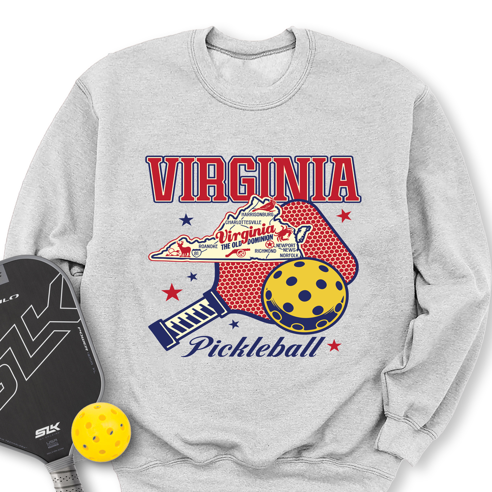 Virginia Pickleball State Map Graphic Sweatshirt - Picklechillz