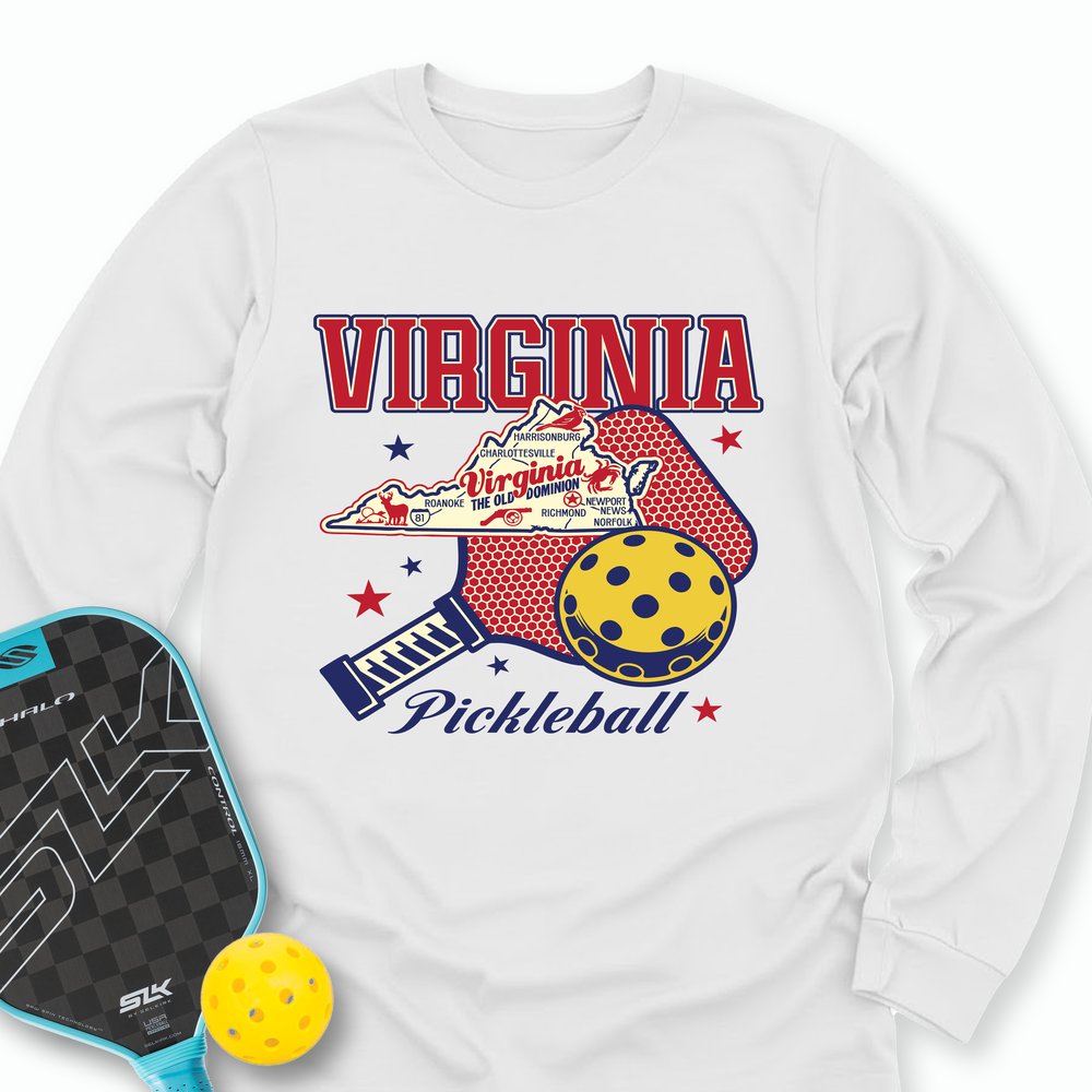 Virginia Pickleball State Map Graphic Long Sleeve - Picklechillz