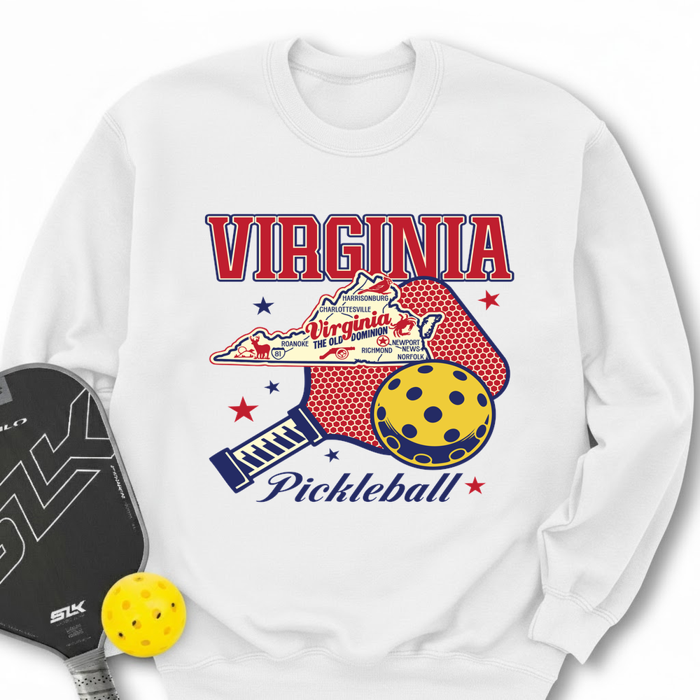 Virginia Pickleball State Map Graphic Sweatshirt - Picklechillz