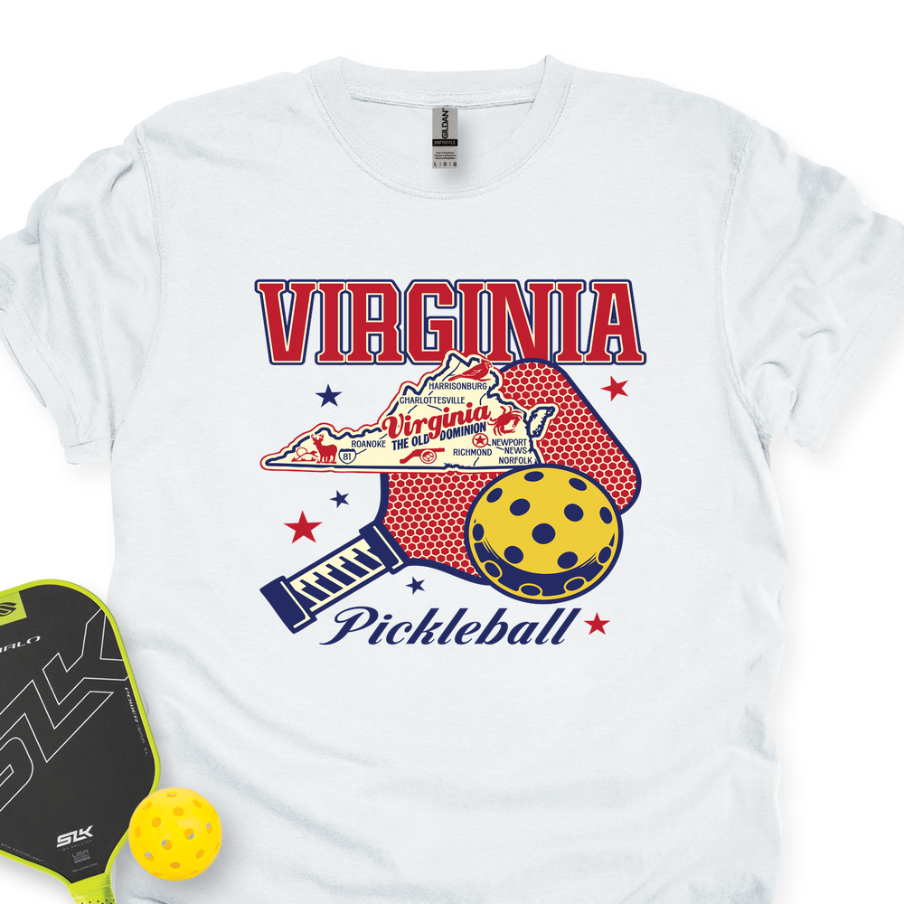 Virginia Pickleball State Map Graphic T-Shirt - Picklechillz