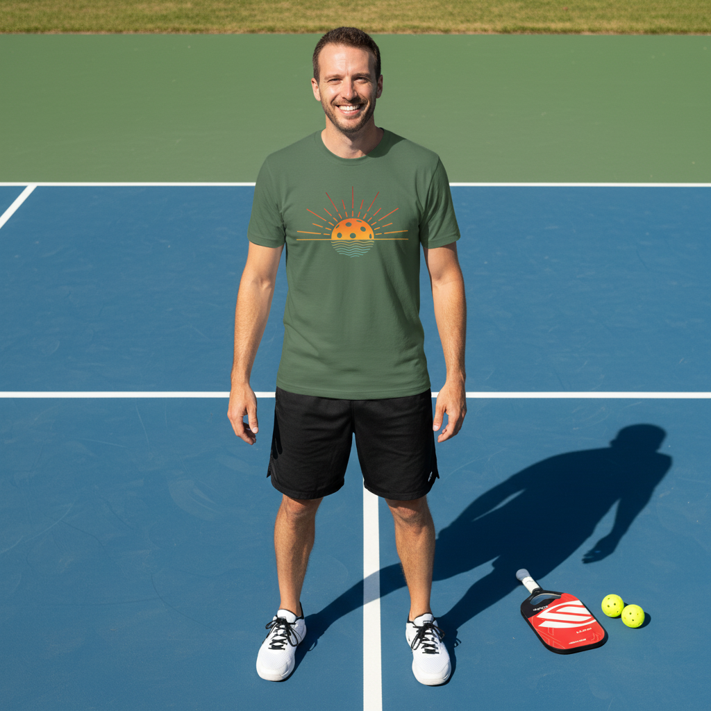Pickleball Retro Sunset Unisex T-Shirt - Picklechillz
