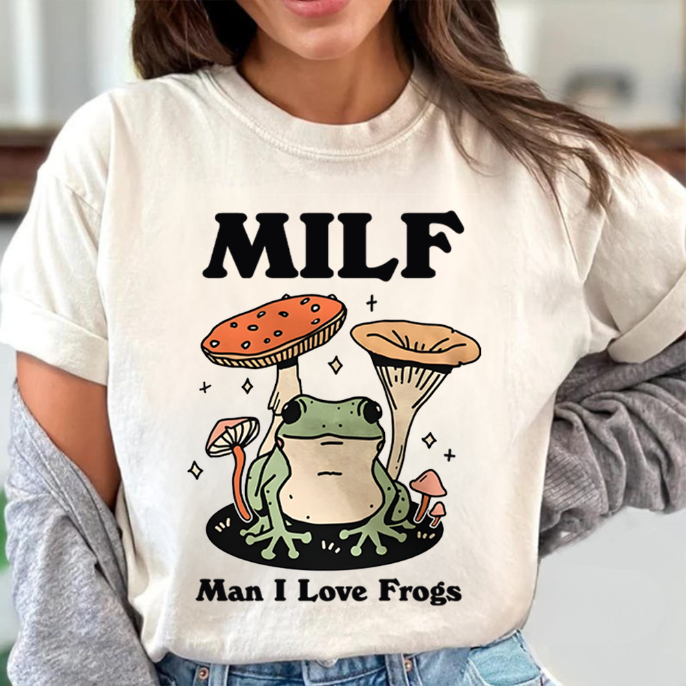 Comfort Colors MILF Man I Love Frogs T-Shirt - Picklechillz Funny Frog Lover Shirt, Cute Mushroom Cottagecore Tee