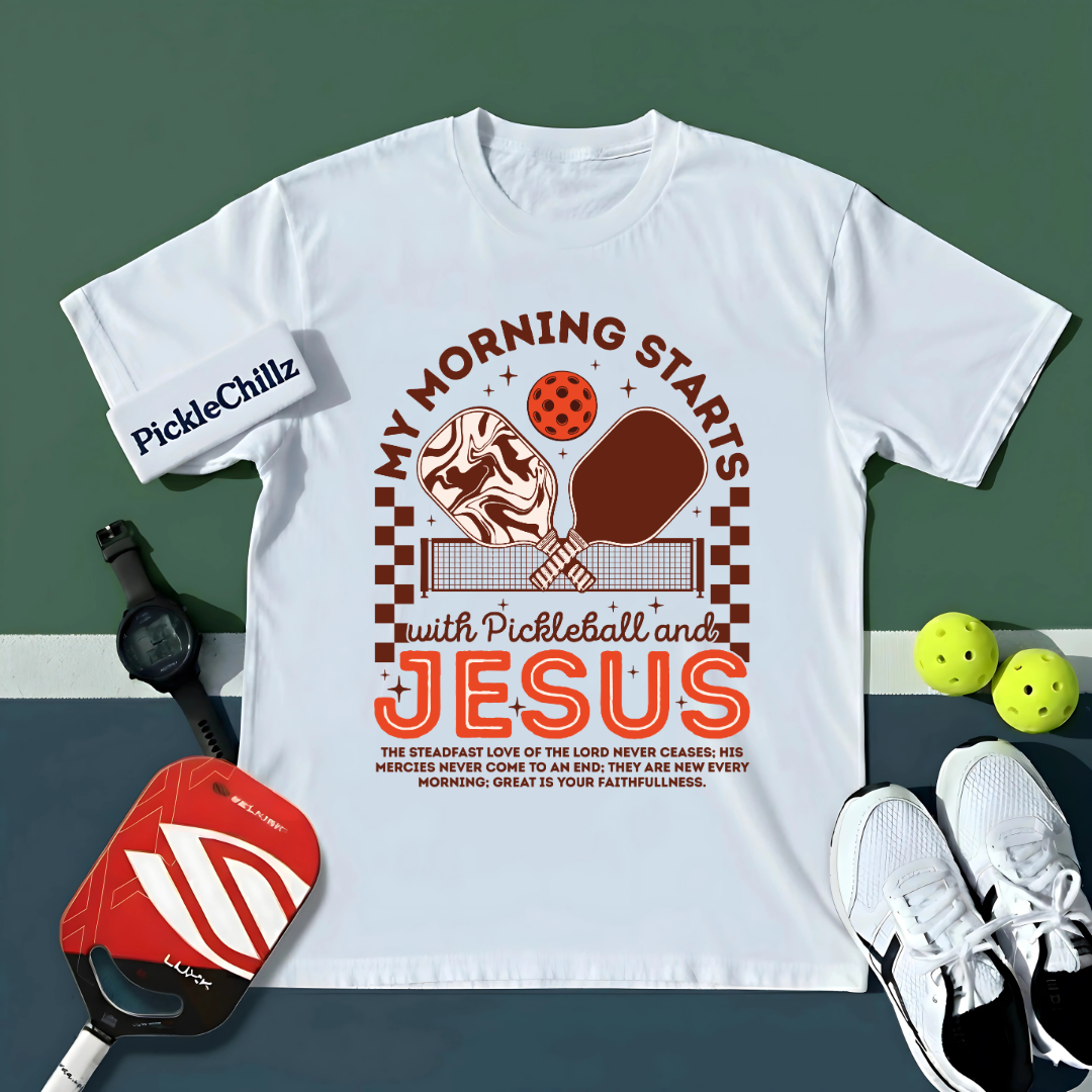 My Morning Starts With Pickleball And Jesus Unisex T-Shirt - Picklechillz